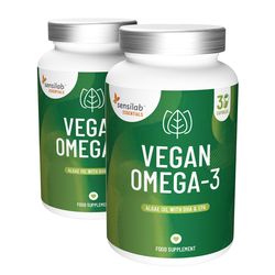 Essentials Vegan Omega-3 z oleje z řas 1+1 ZDARMA. Denní dávka 300 mg DHA a 150 mg EPA. 100% veganské. 60 kapslí | Sensilab