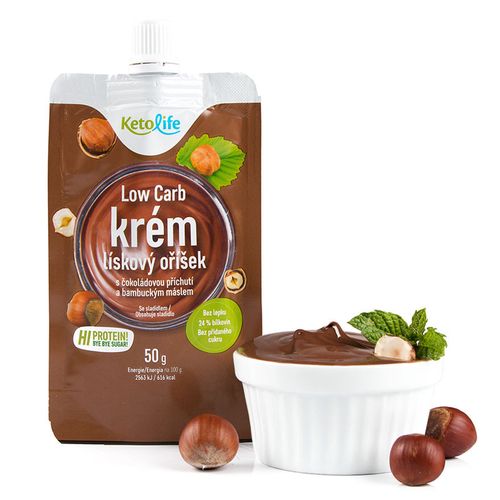 KetoLife Low Carb krém – Lískový oříšek s čokoládovou příchutí (50 g)