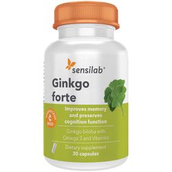 Ginkgo Forte kapsle | S extraktem Ginkgo biloba, omega-3 mastných kyselin a vitamíny | Zlepšení paměti | 30 kapslí na 1 měsíc | Sensilab