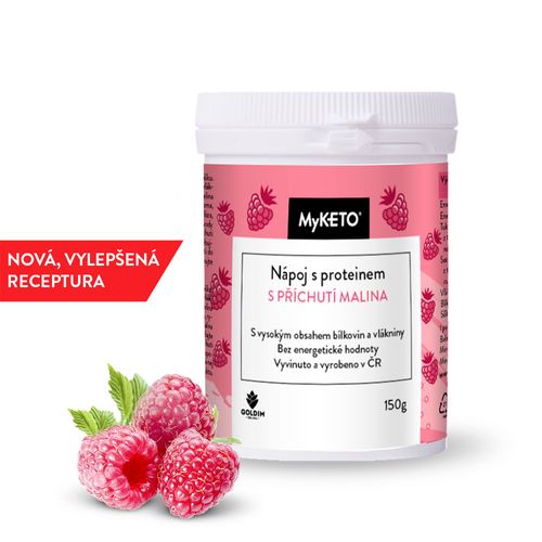 MyKETO Nápoj s proteinem s příchutí malina 3× Nápoj s proteinem (velké cenové zvýhodnění)