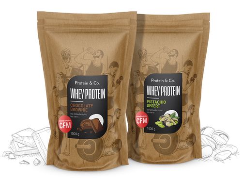 Protein&Co. CFM WHEY PROTEIN 80 2000 g ZVOL PŘÍCHUŤ 1: Playful cherry, ZVOL PŘÍCHUŤ 2: Banana split