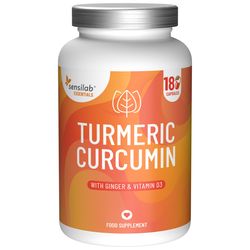 Essentials Turmeric Curcumin. 180 kapslí. Kurkumové kapsle s vysokou dávkou 1000 mg, vitamínem D3 a zázvorem | Sensilab