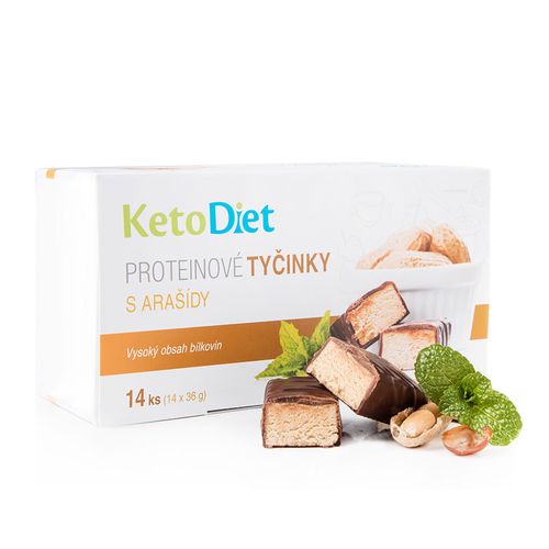 KetoDiet Proteinové tyčinky s arašídy (14 ks - 7 porcí) - 100% česká keto dieta