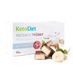 KetoDiet Proteinové tyčinky příchuť Kokos-banán (14 ks - 7 porcí) - 100% česká keto dieta