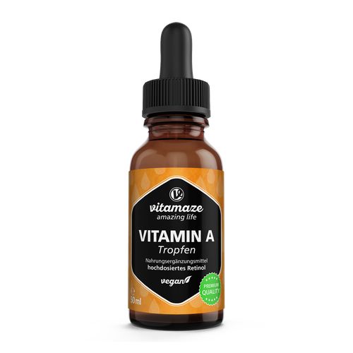 Vitamaze Vitamín A kapky, 50 ml. Denní dávka 5000 IU. Veganské kapky | Sensilab