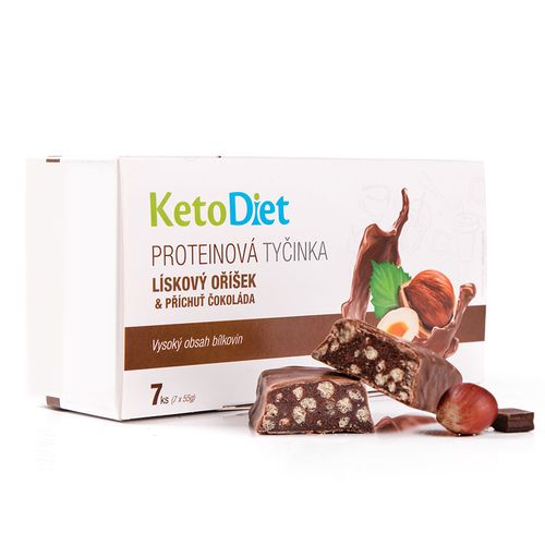 KetoDiet Proteinové tyčinky Lískový oříšek a příchuť Čokoláda (7 ks – 7 porcí)