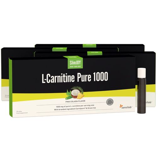 L-Carnitine Pure 1000 mg | 1+3 ZDARMA | L-Carnitine Carnipure - nejčistší tekutý l-carnitine na trhu | Příchuť Pina colada | 4x 10 lahviček | SlimJOY