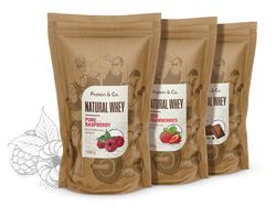 Protein&Co. NATURAL WHEY – prémiový protein bez chemie 2 kg ZVOL PŘÍCHUŤ 1: Italian cocoa, ZVOL PŘÍCHUŤ 2: Dried strawberries