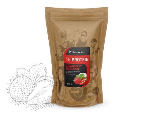 Protein&Co. TriBlend – protein MIX 1 kg Příchuť 1: Strawberry milkshake, Množství: 1000g