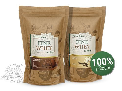 Protein&Co. FINE WHEY – přírodní protein slazený stévií 1+1 ZVOL PŘÍCHUŤ 1: Vanilla dream, ZVOL PŘÍCHUŤ 2: Chocolate brownie