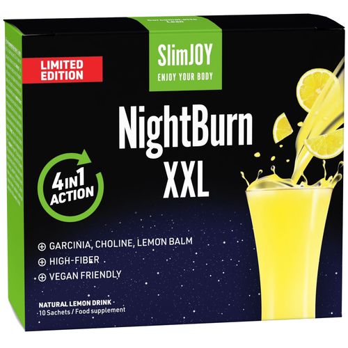 NightBurn XXL (citronová příchuť) | Spalovač tuků, který spaluje tuk během spánku | Bez kofeinu | 10denní program | 10 sáčků | SlimJOY