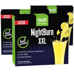 NightBurn XXL (citronová příchuť) | 1+2 ZDARMA | Spalovač tuků, který spaluje tuk během spánku | Bez kofeinu | 30denní program | 3x 10 sáčků | SlimJOY