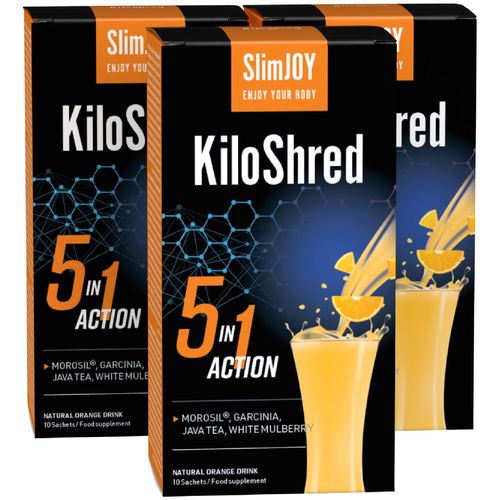 KiloShred 1+2 ZDARMA | Prémiový nápoj na hubnutí 5 v 1 | Pomerančová příchuť | Vegan | 30 sáčků | SlimJOY