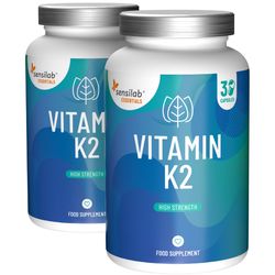 Essentials Vitamin K2 60 kapslí | Vitamin K2 (200 μg) v biologicky aktivní formě MK-7 | Nejvyšší čistota na trhu: 99,8% | Sensilab