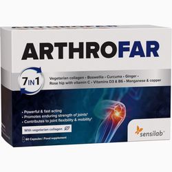 ArthroFar doplněk stravy na klouby (1měsíční program) – pomocník č. 1 na problémy s klouby – s kolagenem a glukosaminem. 60 kapslí | Sensilab