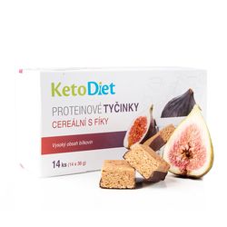KetoDiet Proteinové tyčinky cereální s fíky (14 ks - 7 porcí) - 100% česká keto dieta