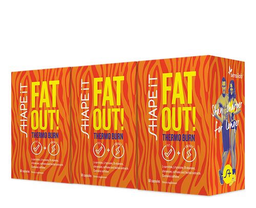 Fat Out! Thermo Burn 1+2 ZDARMA - pro efektivní spalování tuků a rychlejší metabolismus. Obsahuje 3x 60 kapslí na 60 dní. Sensilab