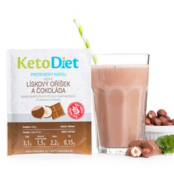 KetoDiet Proteinový nápoj příchuť lískový oříšek a čokoláda (7 porcí) - 100% česká keto dieta