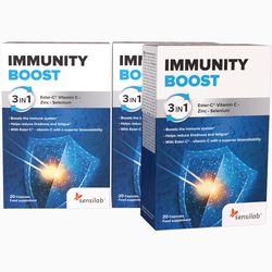 Imuno Boost 1+2 ZDARMA | 24/7 plná podpora imunitního systému | Imunitní ochrana 3 v 1 | Vitamin C + zinek + selen | 3x 20 kapslí | Sensilab