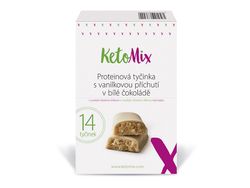 KetoMix Proteinová tyčinka s vanilkovou příchutí v bílé čokoládě 14x40 g