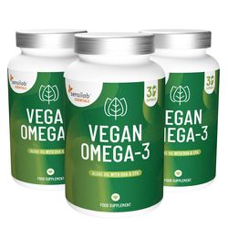 Essentials Vegan Omega-3 z oleje z řas 1+2 ZDARMA. Denní dávka 300 mg DHA a 150 mg EPA. 100% veganské. 90 kapslí | Sensilab