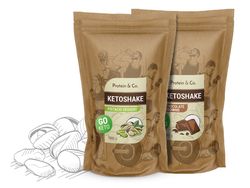 Protein&Co. Ketoshake 1 + 1 kg - proteinový dietní koktejl ZVOL PŘÍCHUŤ 1: Pistachio dessert, ZVOL PŘÍCHUŤ 2: Strawberry milkshake