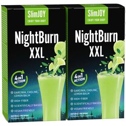 NightBurn XXL 1+1 ZDARMA | Spalovač tuků, který spaluje tuk během spánku | Akce 4 v 1 | Bez kofeinu | 20denní program | 2x 10 sáčků | SlimJOY