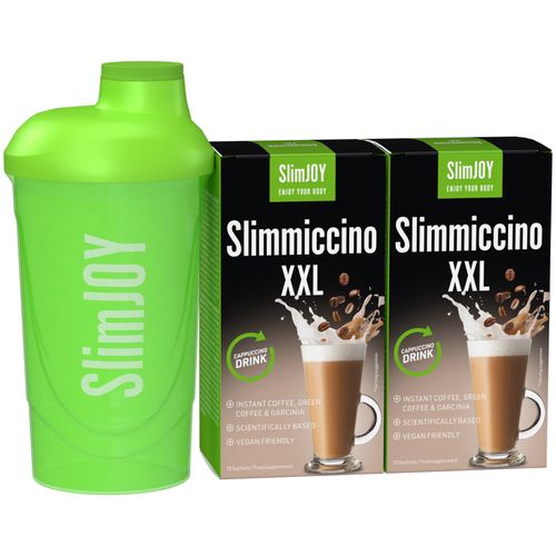 2x Slimmiccino + SHAKER zdarma | Chutná káva, které pomáhá spalovat tuky a omezovat apetit | Účinek 4 v 1 | Obsahuje 2x 10 sáčků, vystačí 20 dní