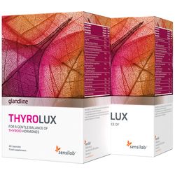 ThyroLux 1+1 ZDARMA pro podporu štítné žlázy | Obsahuje 150 μg jódu (100% RHP), 80 μg selenu a 400 mg L-tyrosinu | Bez hormonů | 120 kapslí | Sensilab
