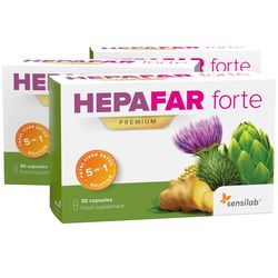 Hepafar Forte Premium 1+2 ZDARMA | Účinná detoxikace jater | Ostropestřec mariánský a fosfolipidy | Kúra na 45 dní | 3x 30 kapslí | Sensilab