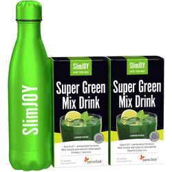 2x Super Green Mix Drink + láhev ZDARMA | 31 druhů ovoce, zeleniny a bylinek + Vitamín C a zinek.  Vysoká antioxidační ochrana. 2x 20 sáčků | SlimJOY