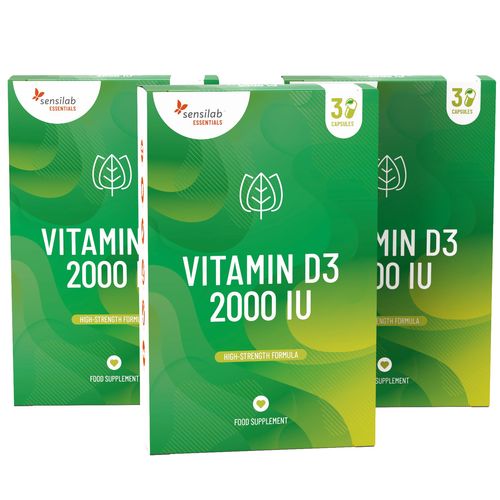Essentials Vitamin D3 1+2 ZDARMA. 90 kapslí. Vysoce účinný doplněk stravy. Kapsle se snadno polykají | Sensilab