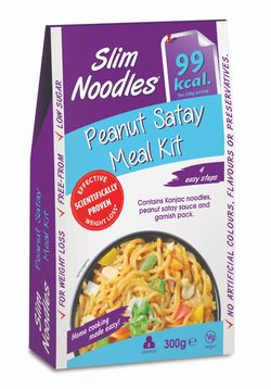 Slim Noodles Hotové jídlo s arašídovou Satay omáčkou a kořením (99 kcal, 15,4 g sacharidů / 150 g)
